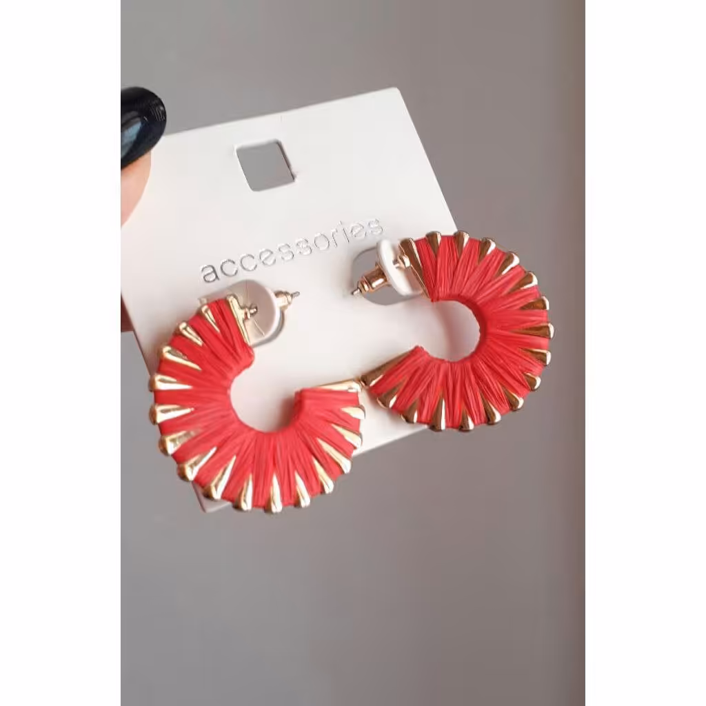 گوشواره قرمز نیم دایره گوشواره قرمز گوشواره دخترانه 