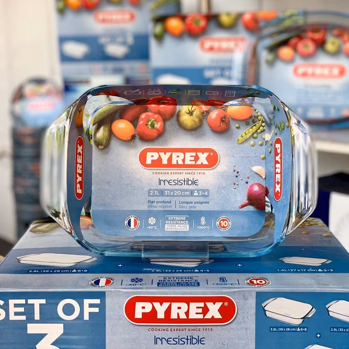 تابه مستطیل پیرکس فرانسه 31 در 20 سانت دسته دار با ارسال رایگان 