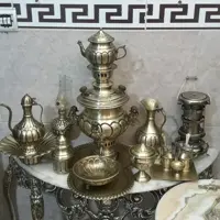 سماور برنجی 4 لیتری  آیینه موجی آنتیک شده،کد 133
