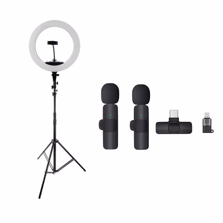 کیت تولید محتوا رینگ لایت MJ26 RGB ، پایه 801 و میکروفون K9