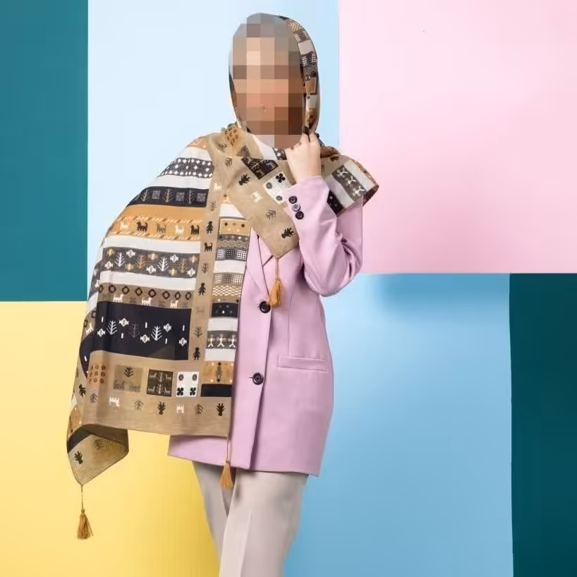 شال کشمیر   منگوله دار قواره 70در 2متر در طرح و رنگ بسیار زیبا و سنتی ارسال رایگان