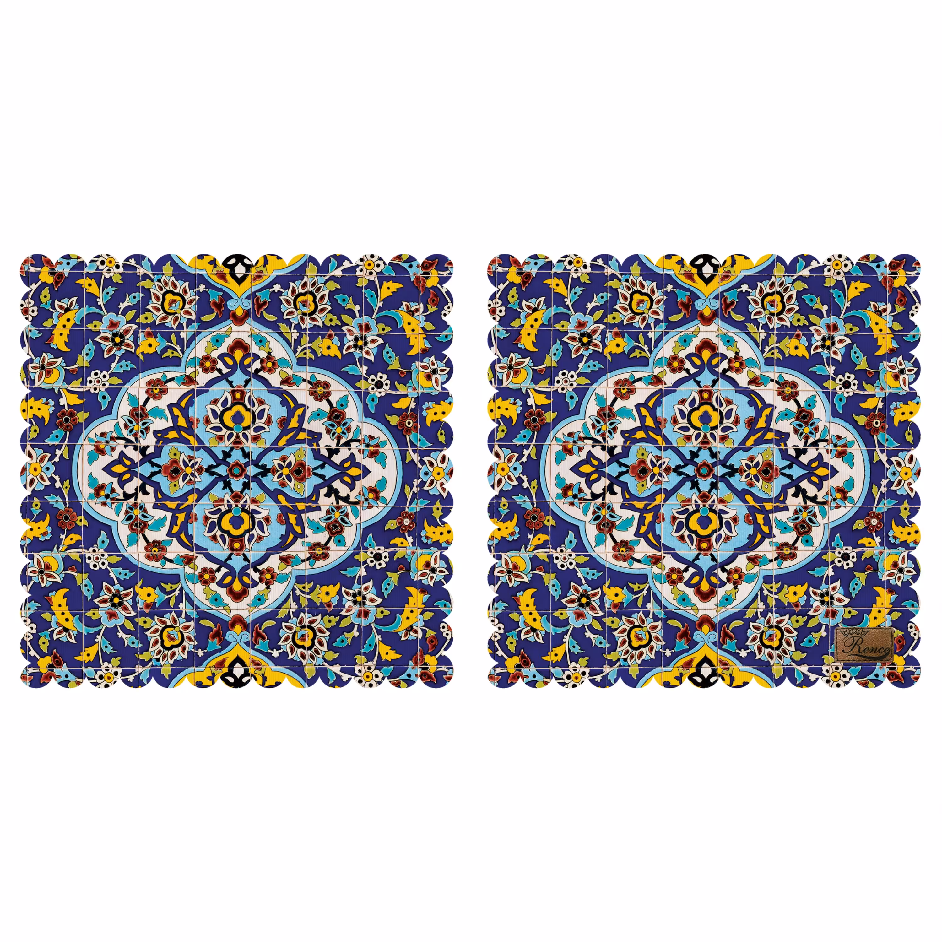 رومیزی مخمل طرح سنتی دو عدد سایز 40 در 40 مدل T3-400 شرکت رنس