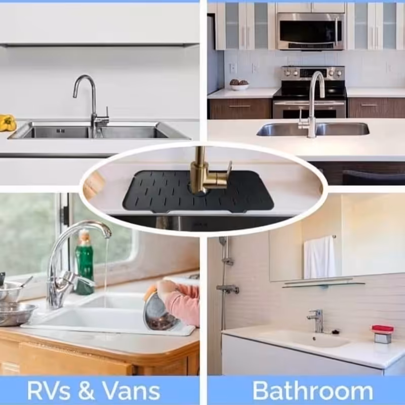 آبگیر و جا اسکاجی دور سینک ظرفشویی سیلیکونی برای جلوگیری از ریخته شدن آب به اطراف و قرار گیری اسکاج و ... در هنگام شستشو