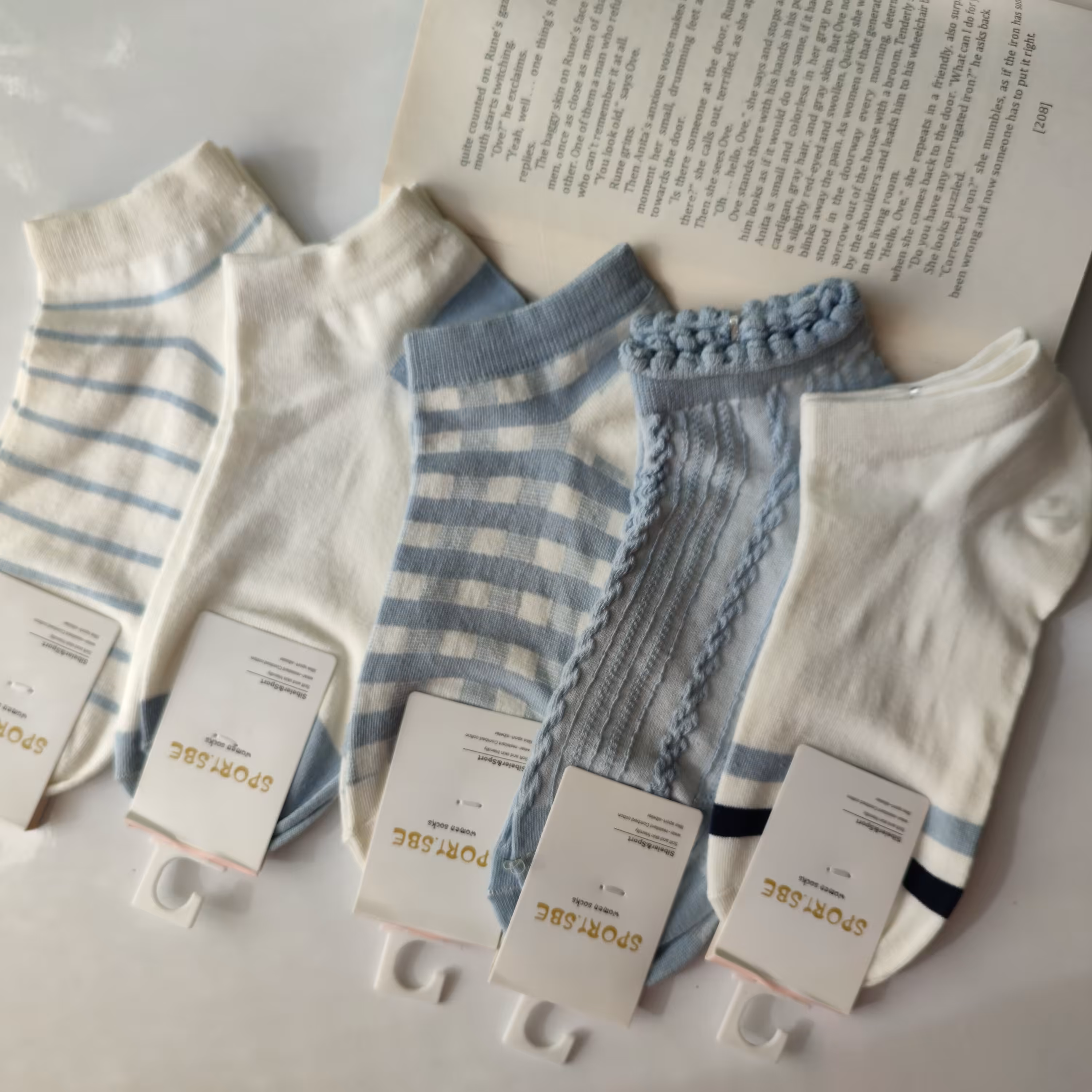 جوراب آبی مچی      وارداتی  نخ پنبه فری سایز تا  39