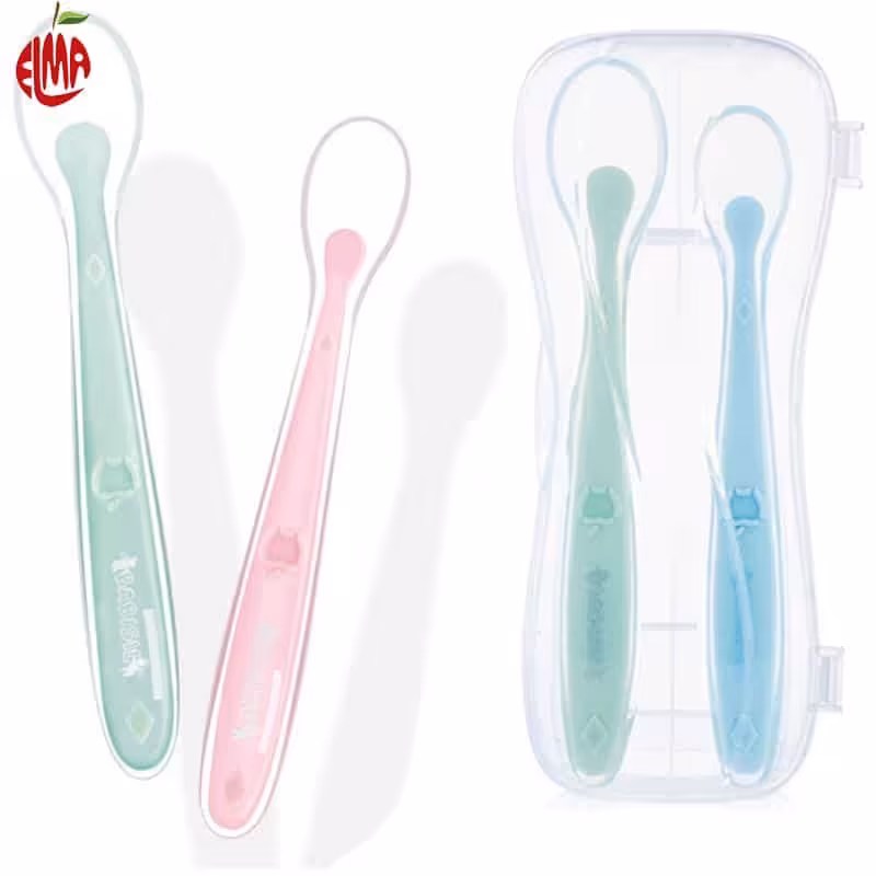 قاشق دو عددی سیلیکونی قابدار بی بی سیل Babisil