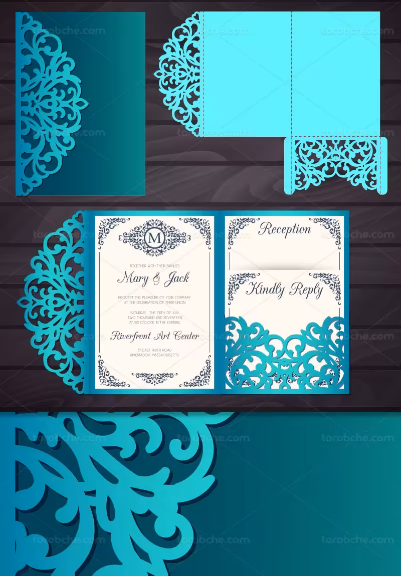 وکتور برش لیزر کارت عروس | گرافیک با طعم تربچه