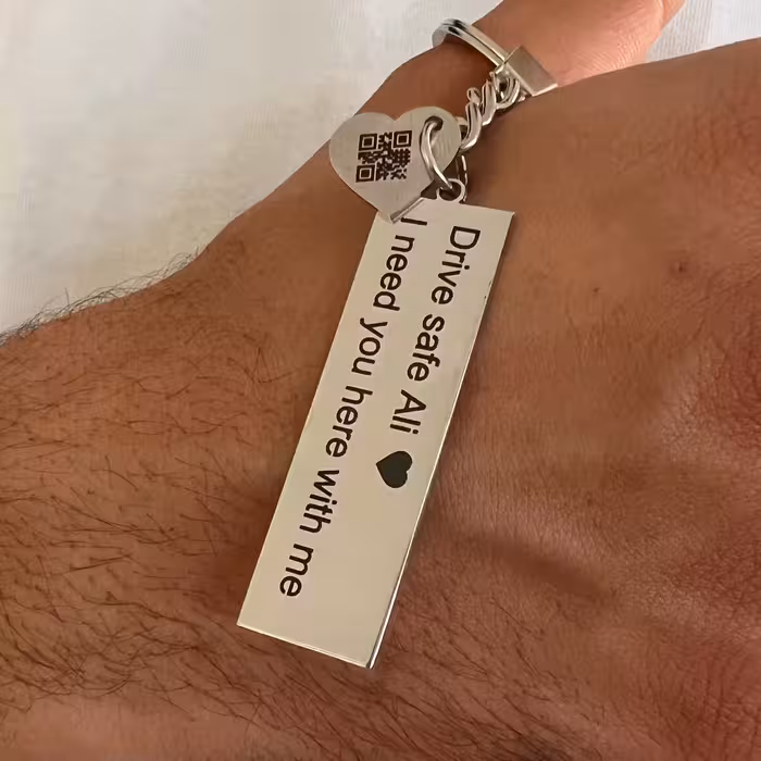 جاکلیدی گویا استیل با حک جمله و اسم و تاریخ دلخواه استیل