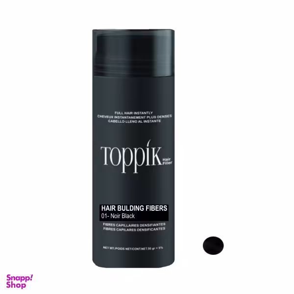 پودر پر پشت کننده مو تاپیک (Toppik) هیر فیلر کد 01 وزن 25 گرم رنگ مشکی تیره