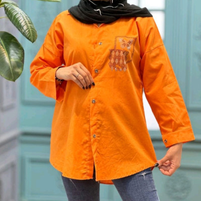مانتو اسپرت زنانه لنین مدل مانتو لنین نگین کوب جلو دکمه