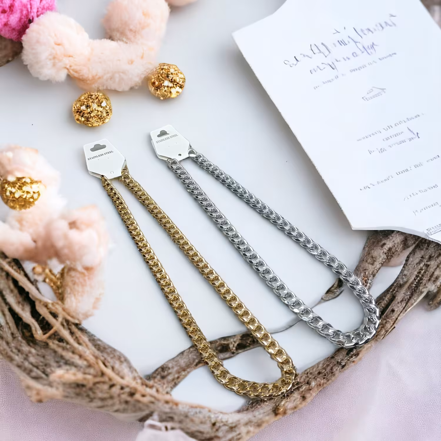 گردن بند تمام استیل رنگ ثابت به طول 35 سانتی متر 