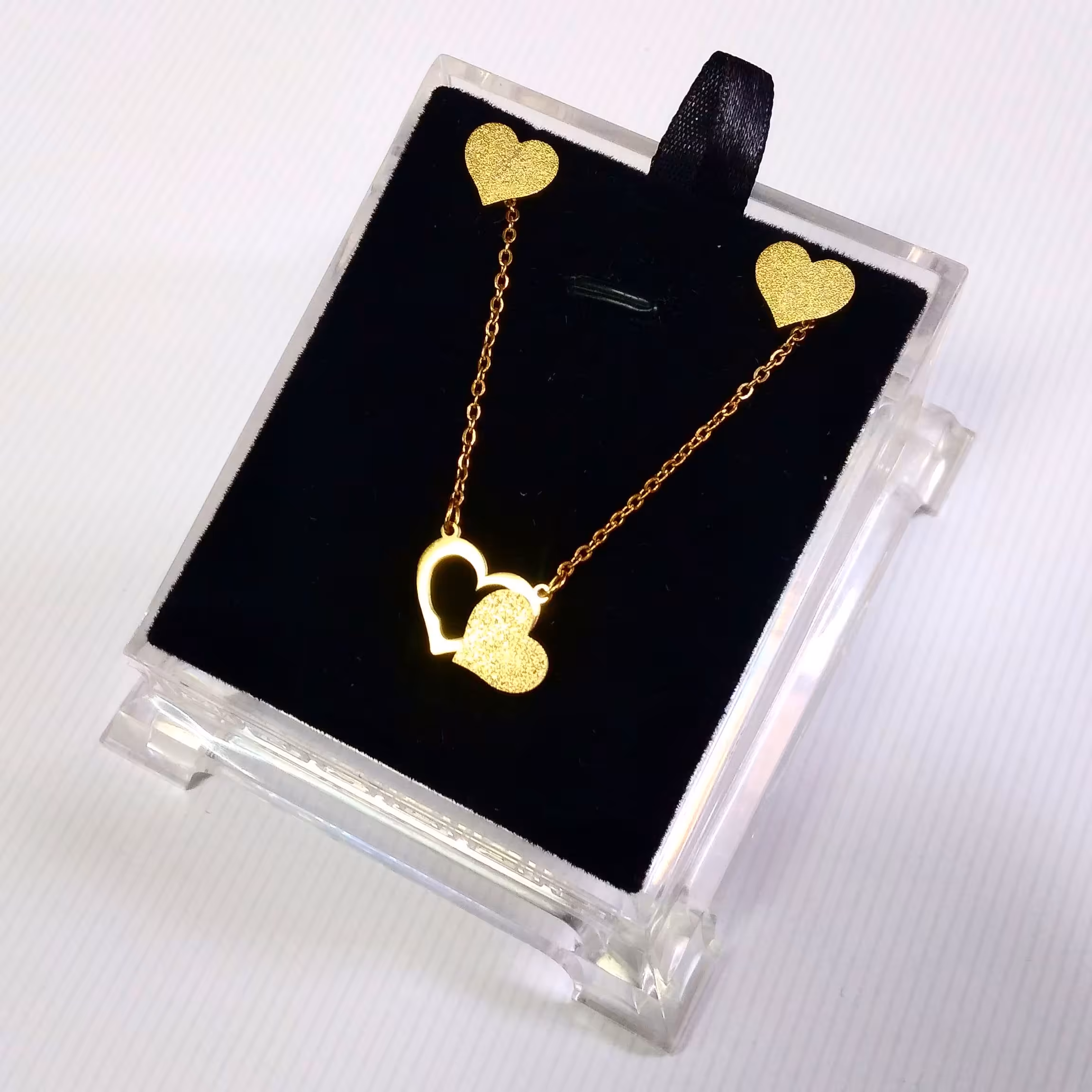 نیم ست قلب تمام استیل رنگ ثابت 