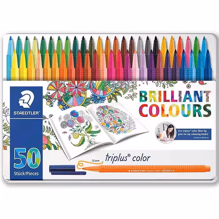 خرید ماژیک 50 رنگ استدلر جعبه فلز مدل Triplus Color کد 323M50JB