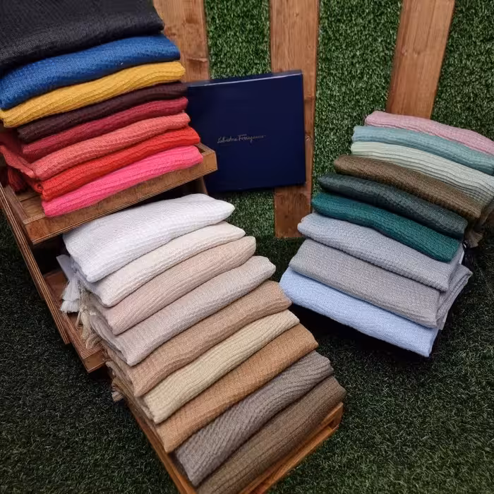 شال پلیسه نخی هنرمندی منگوله دار 