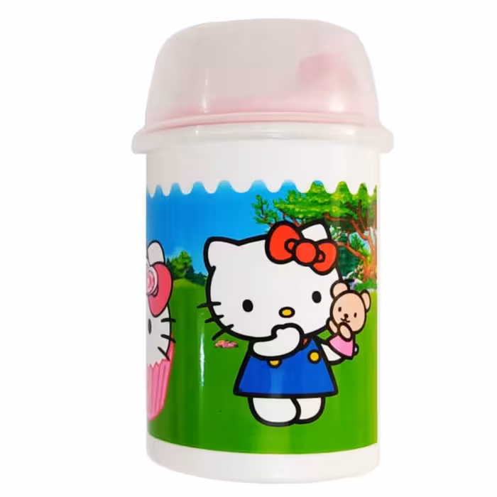 لیوان آب و غذا کودک درب دار طرح کیتی  