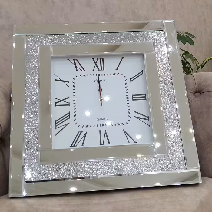 ساعت دیواری آینه ای نگین دار pinar