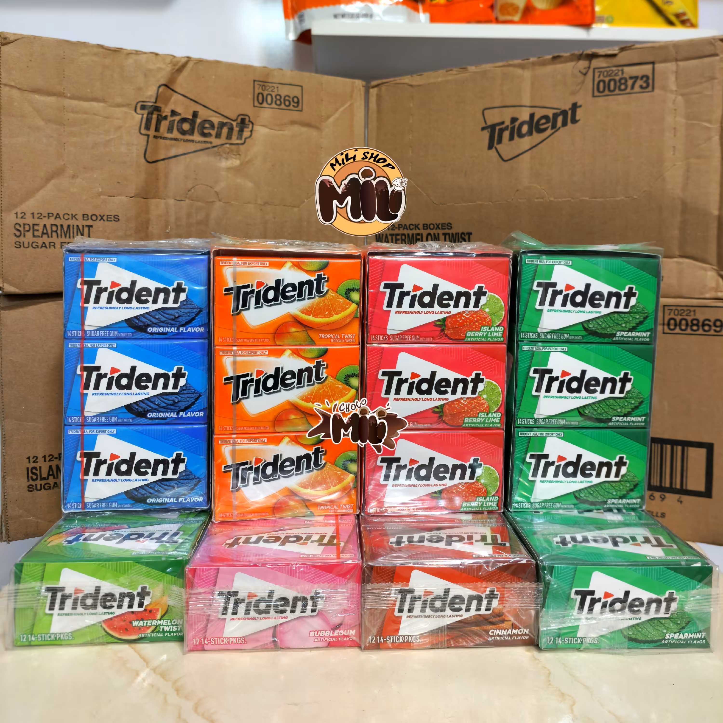 آدامس تریدنت کارتن میکس7طعم(12بسته12تایی(بدون شکر)عمده اصلی درجه یک