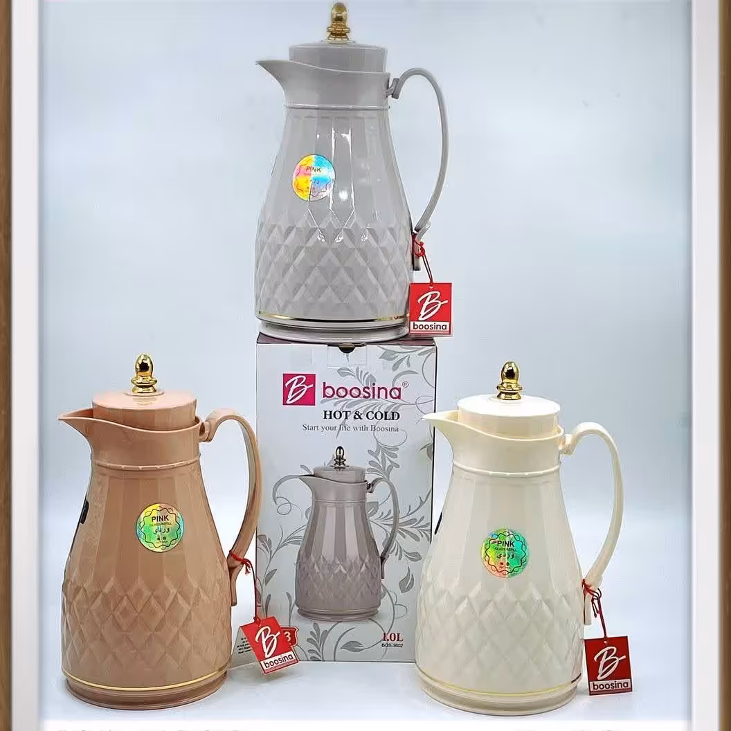 فلاسک یک لیتری شیشه صورتی با گرم نگهدارندگی 100در 100تضمینی