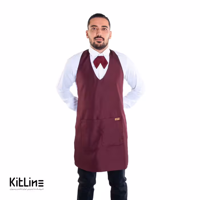 پیشبند کجراه فلامنت یقه هفت زرشکی سارا فرم