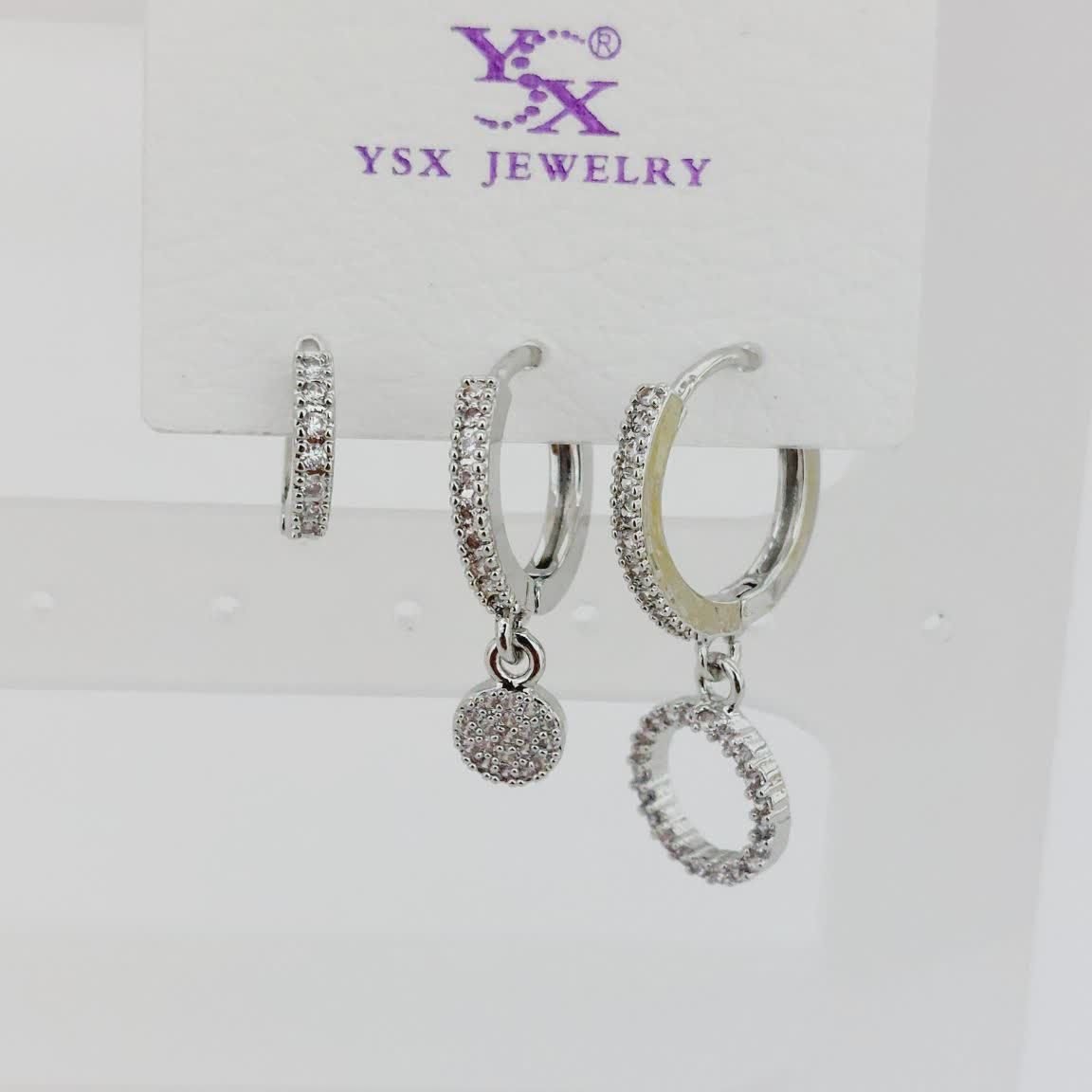 گوشواره کد10011 ست طرح جواهر برند ysx آبکاری طلا رنگ ثابت ضدحساسیت