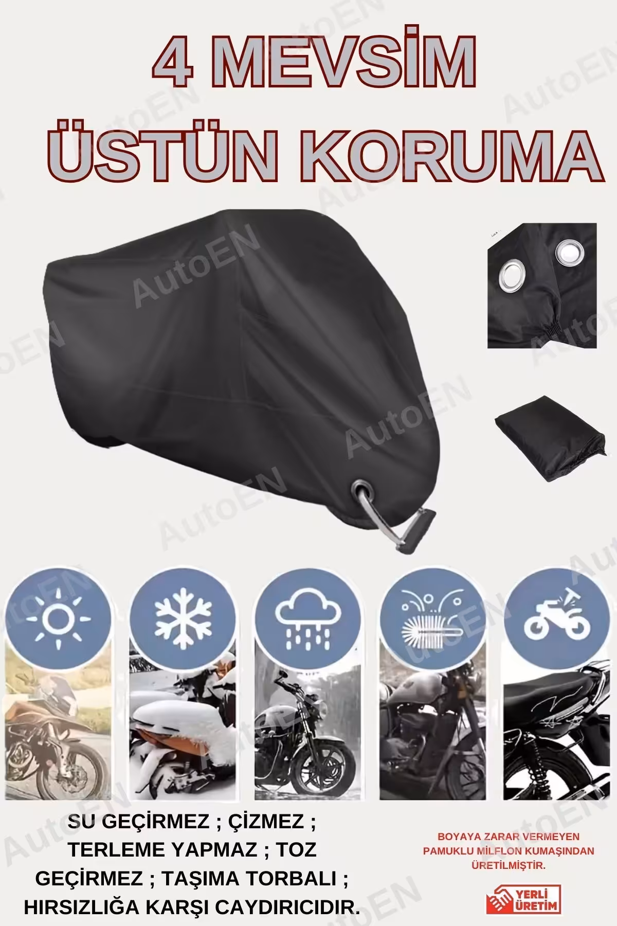 چادر موتورسیکلت مشکی YAMAHA X MAX 250 TECH MOTORCYCLE BRANDA اتصال قفل سازگار SIYAH AutoEN