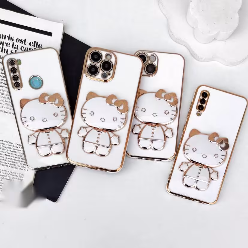 قاب گوشی موبایل مدل هلو کیتی استند دار آینه ای برای سامسونگ آیفون شیائومی