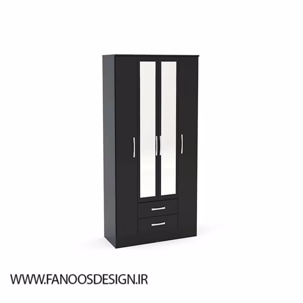 کمد لباس 4 درب و دو کشو مشکی سایز 196*123*52 کد 9031