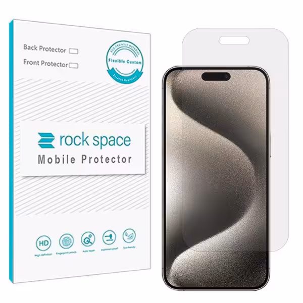 گلس iPhone 15 Pro Max مدل نانو هیدروژل شفاف برند راک اسپیس کد S