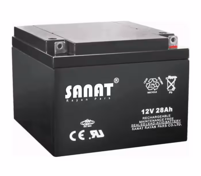 باتری یو پی اس صنعت رایان پارس 12 ولت 28 آمپر ساعت