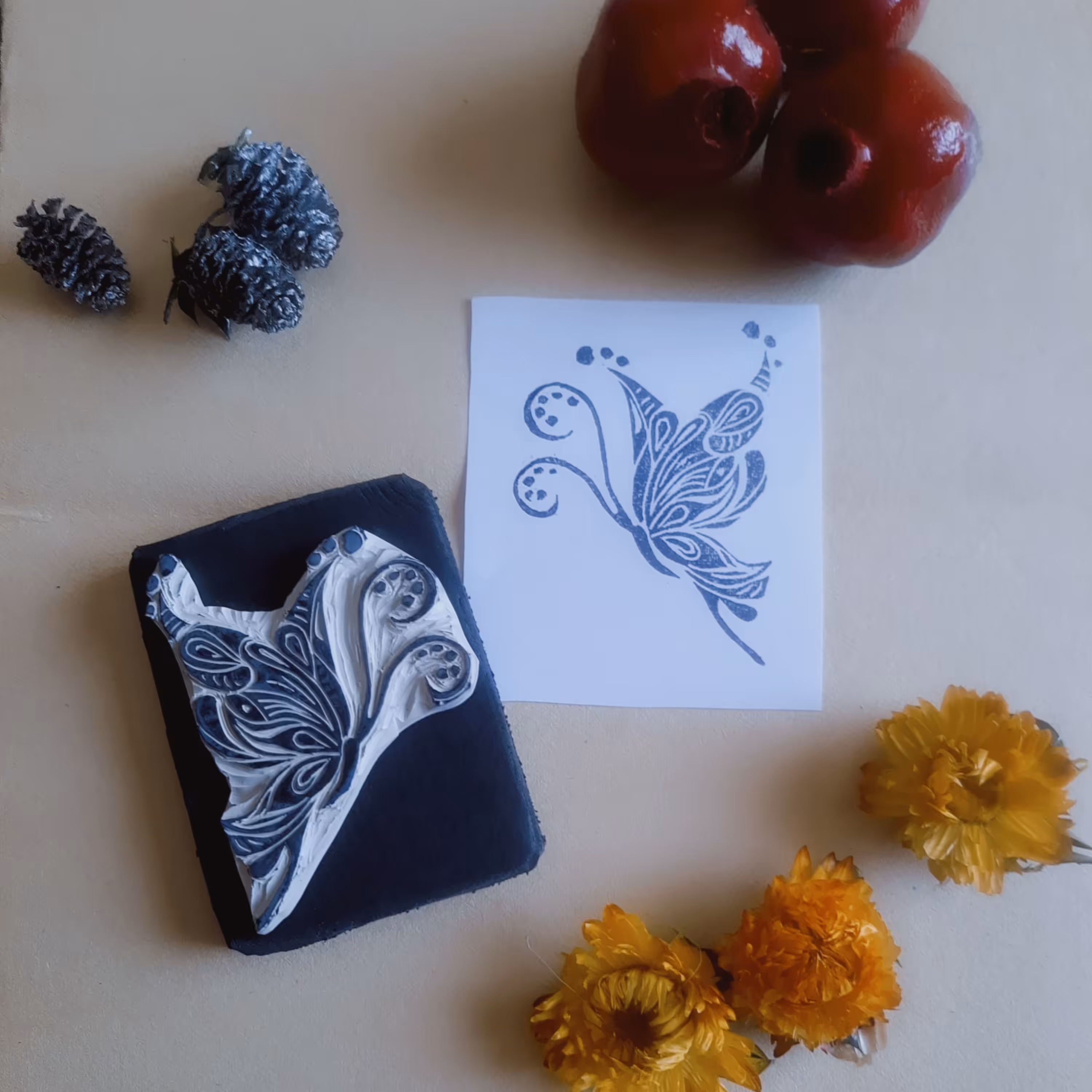 مهر پروانه آفریقایی...مهر فانتزی..کاربردی با پایه فوم فشرده...ابعاد7در6