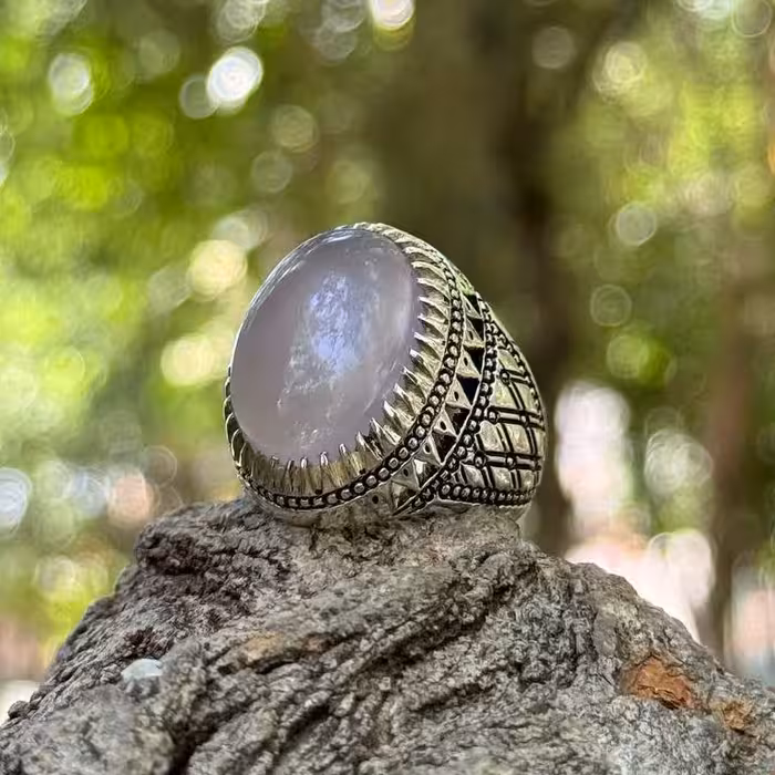 انگشتر عقیق یمنی کبود اصل دستساز