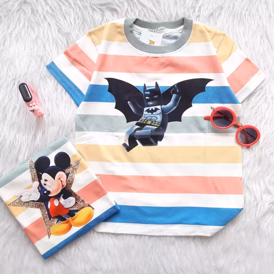 تیشرت تک رنگارنگ اسپورت مناسب ست خواهر و برادری