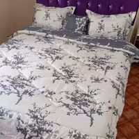 روتختی دونفره طرح شاخه فیلی طوسی سفید اقتصادی