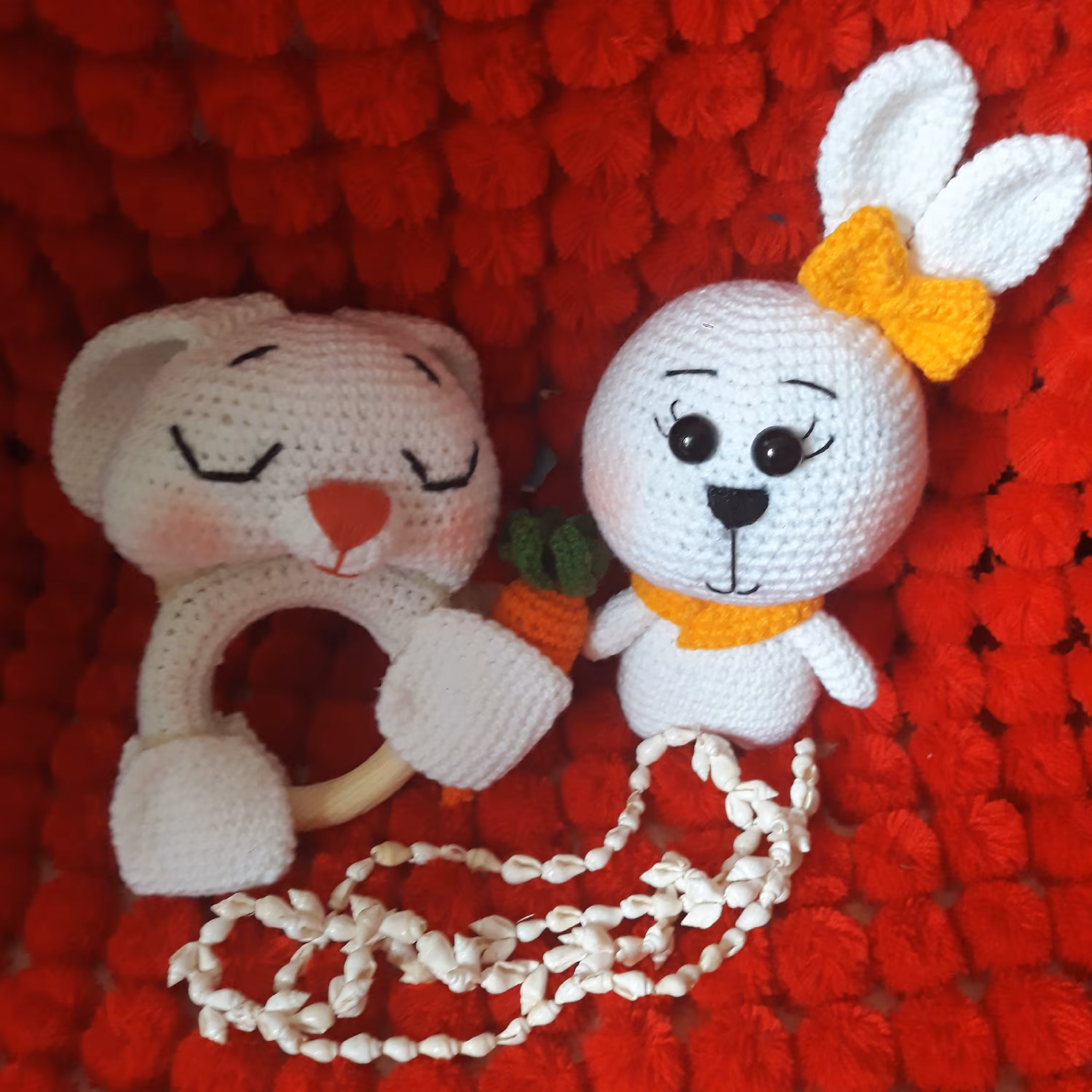 ست بافتنی خرگوش کله گنده و جغجغه خرگوش