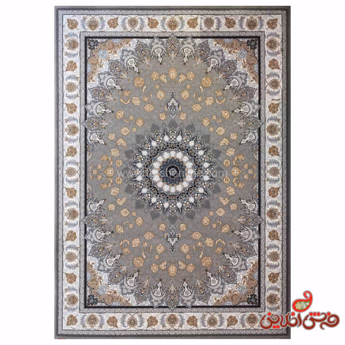 فرش زمرد مشهد طرح2613  خاکستری