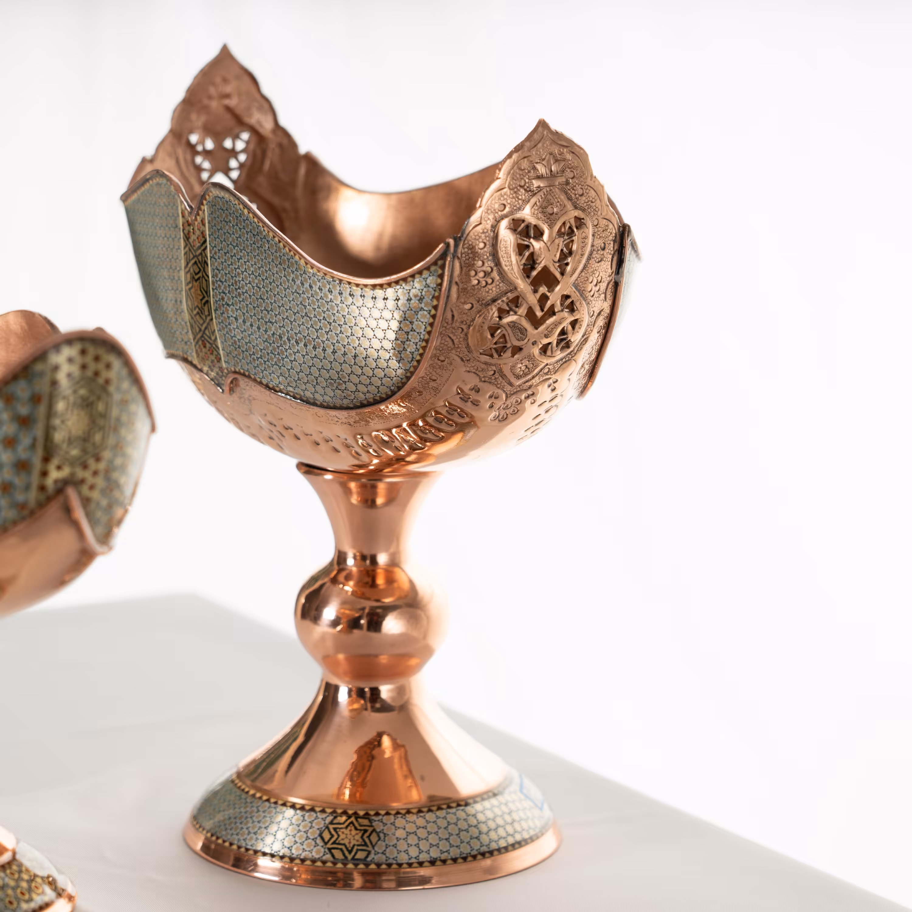 کشکول مس و خاتم شبکه بری ممتاز25cm