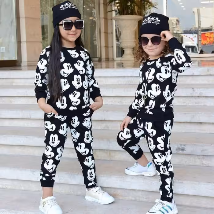 ست سه تیکه میکی موس اسپرت تمام چاپ همراه با کلاه
