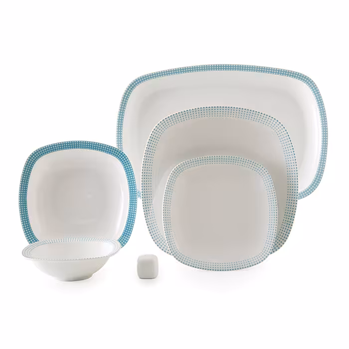 سرویس چینی زرین 6 نفره غذاخوری مون بلان فیروزه ای کواترو (27 پارچه)