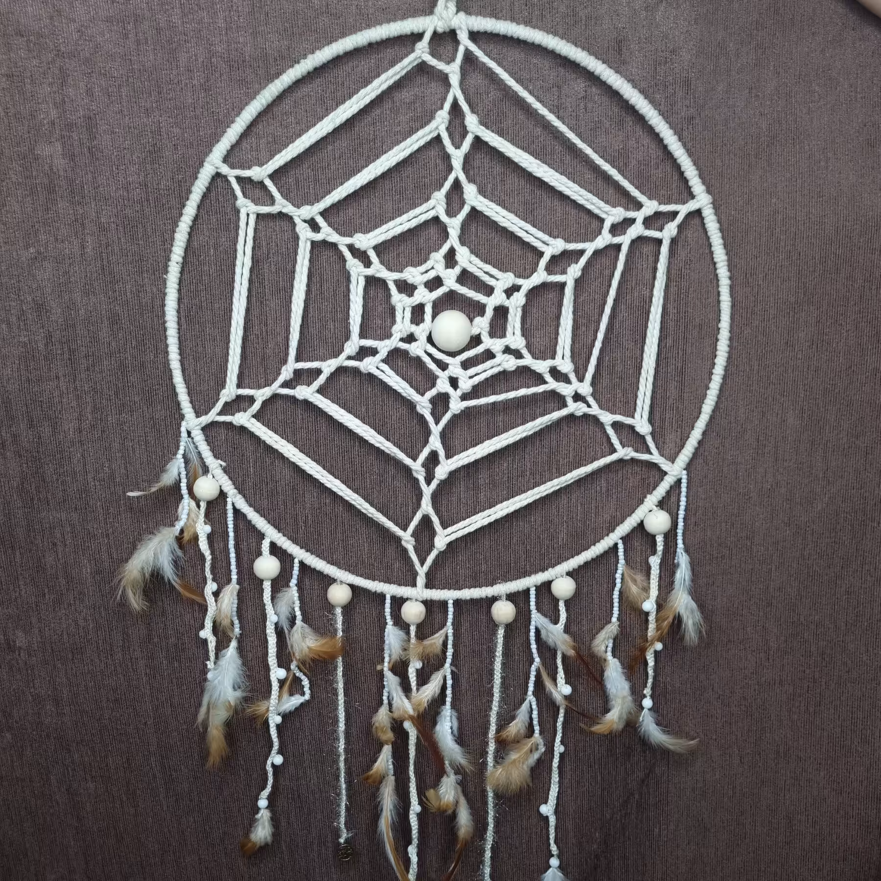 دریم کچر  قطر 40 سانتی متر نخ مکرومه ای رنگ شیری (ارسال رایگان)