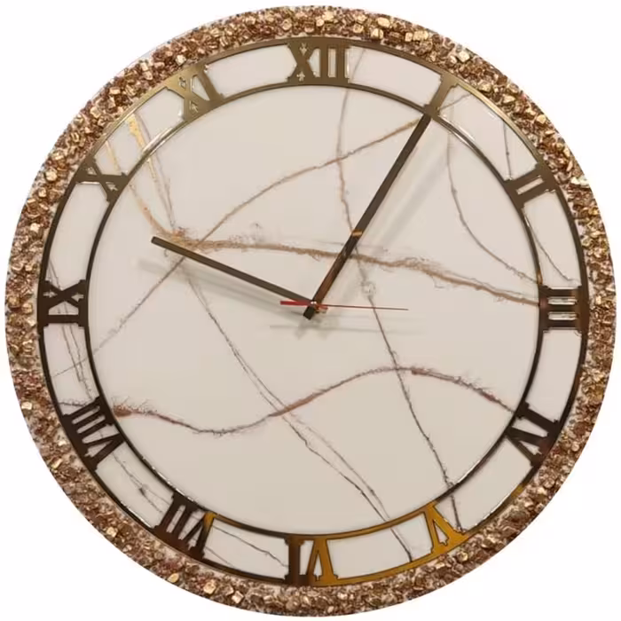 ساعت دیواری رزینی مدل ماربل سفید