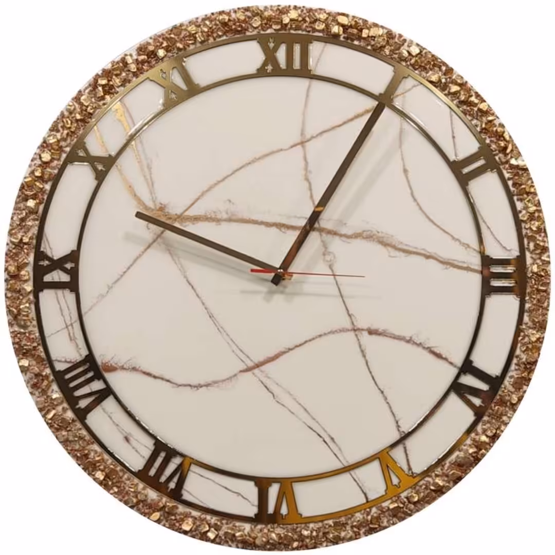 ساعت دیواری رزینی مدل ماربل سفید