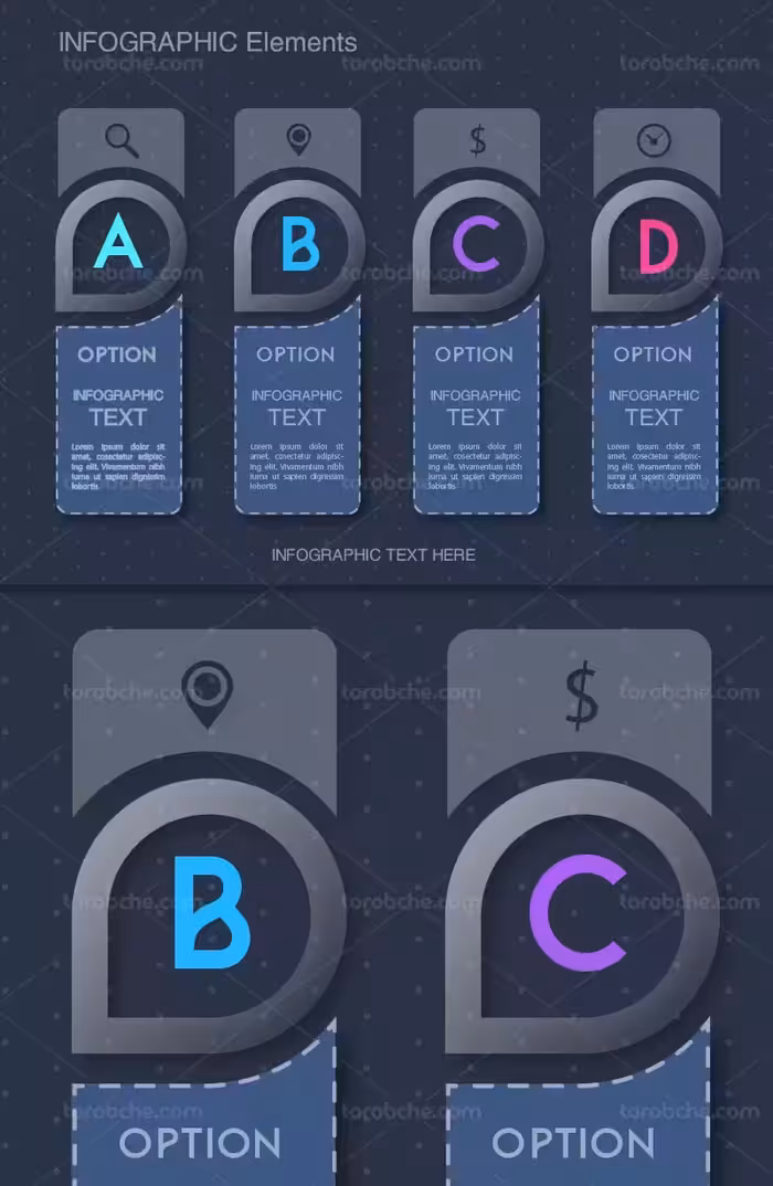 وکتور اینفوگرافیک انتزاعی 4 بخشی | گرافیک با طعم تربچه