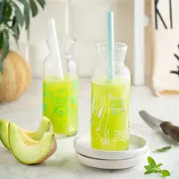 بطری شیشه ای نی دار مانیا مدل هانا چاپدار