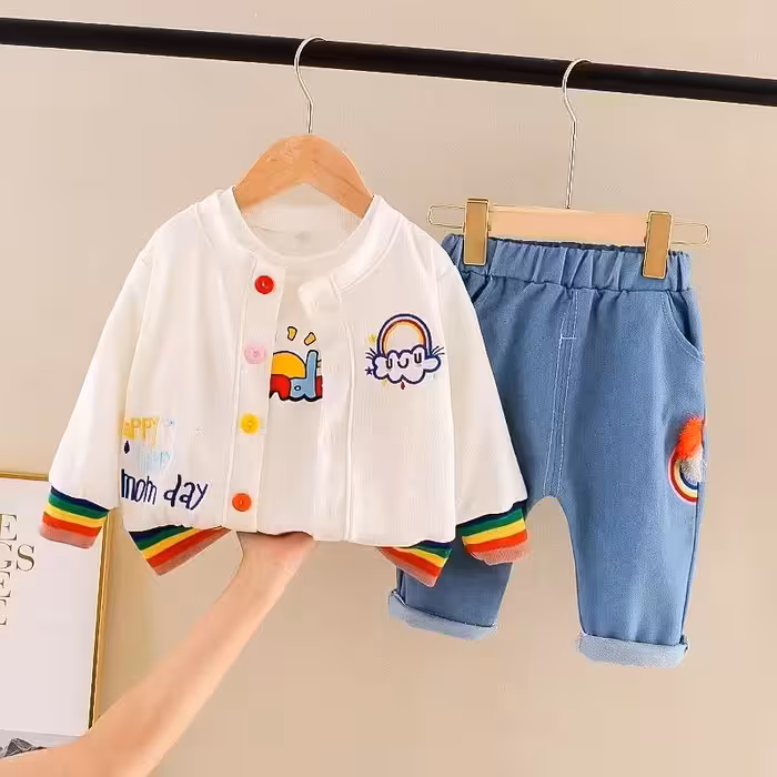 ست سه تیکه رنگین کمان اسپرت مناسب دختر و پسر