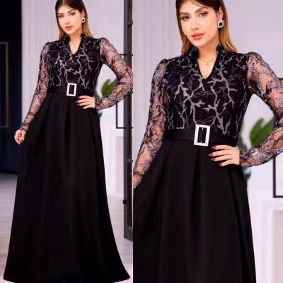 پیراهن شب زنانه کرپ مدل مجلسی