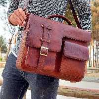 کیف اداری مردانه چرم طبیعی دست دوز کد 2618