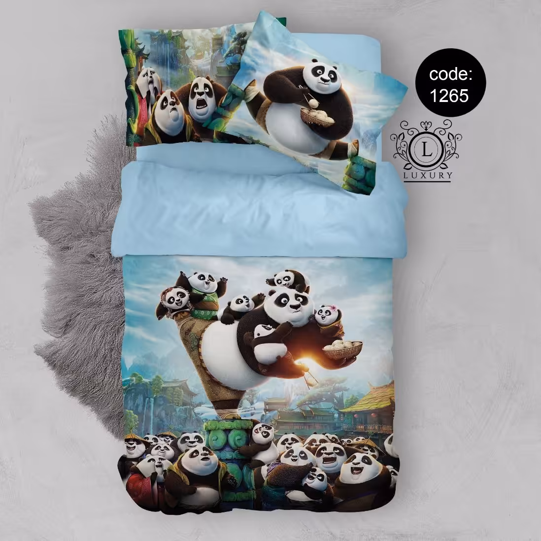 سرویس  روتختی تکنفره 4تکه چاپی قابل ست با پرده با انتخاب جنس پارچه کد1265