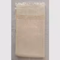 حوله دستباف حمام دو تکه سفید با حاشیه های کاموا نارنجی