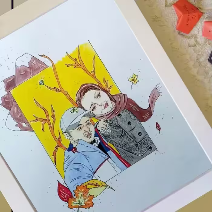 تابلو طراحی کارتونی چهره سایز 15×20 با قاب 