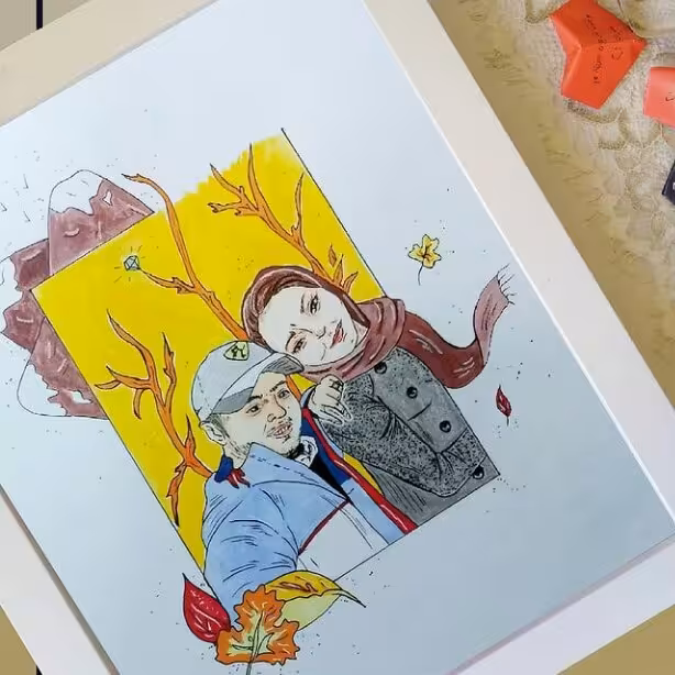 تابلو طراحی کارتونی چهره سایز 15×20 با قاب 