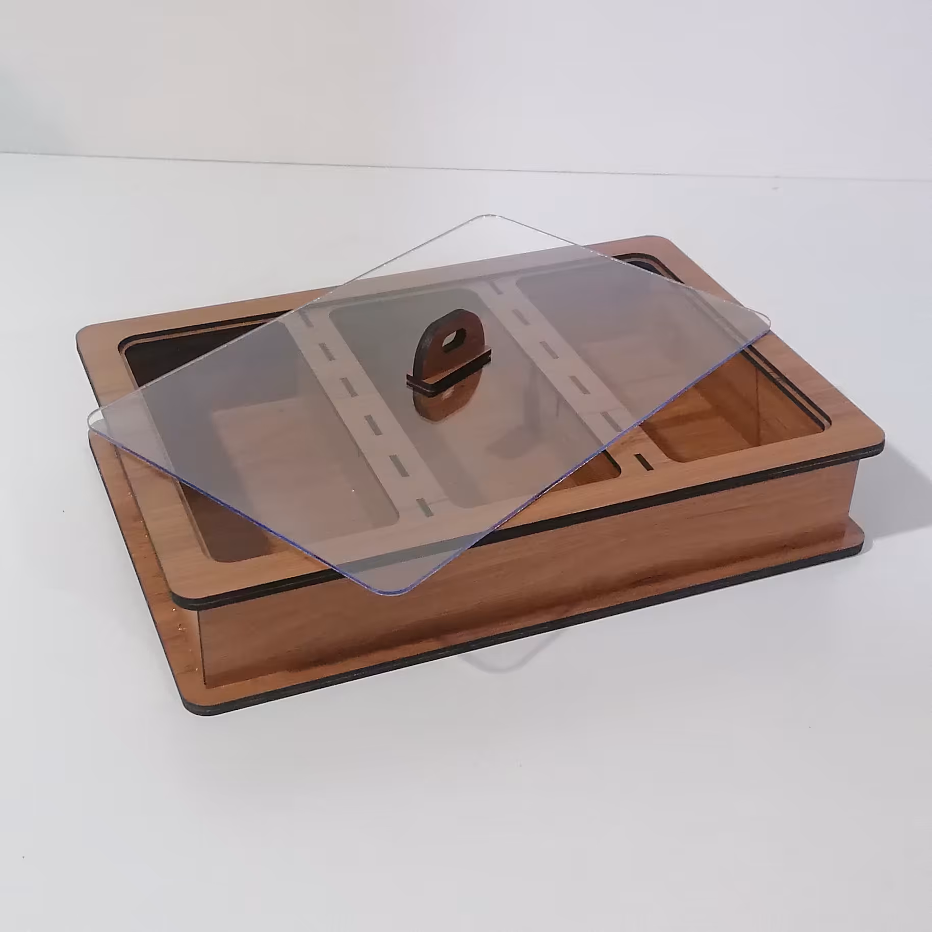 ظرف پذیرایی بزرگ سه خانه درب شفاف